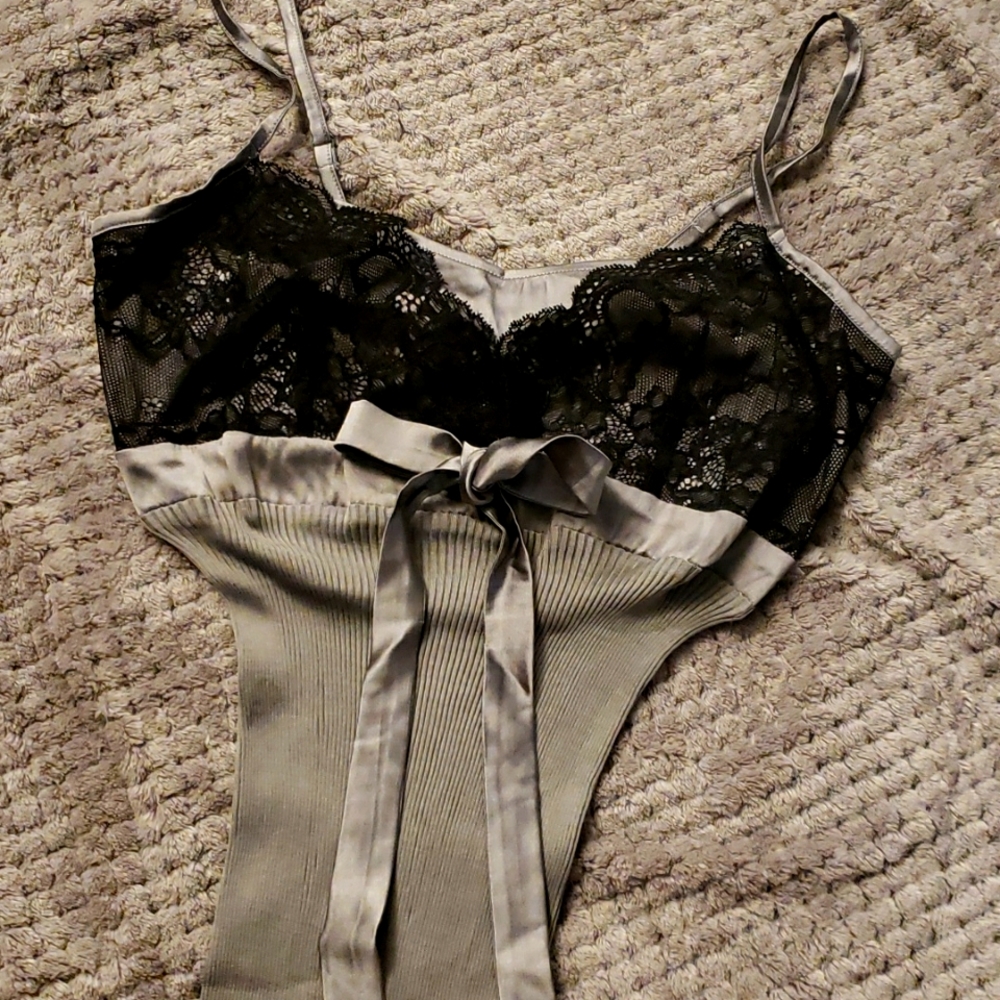 Gorgeous grey and black lingerie inspired tank